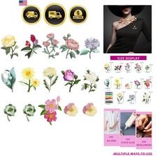 15pcs Mini Flowers Iron On Patches, 13 Patterns Decorative Embroidered Patche...