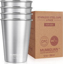 Stainless Steel Cups for Kids 12Oz/350Ml 4 Pack , Stainless Steel Tumbler, Kids