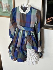 Vintage Martha's Miniatures Plaid Dress Lace Petticoat USA Made Size 4 Toddler