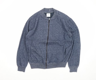 Burton Menswear London Herren Bomberjacke Blau M Regular Baumwollmischung