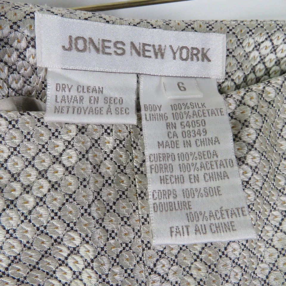 Jones New York Seda Crema Geométrico Satén Pantalones Seda Vestido Pantalones Talla 6 28" Foto 4 de 4