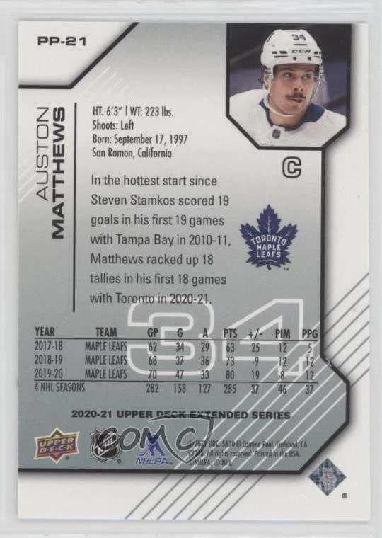 2020-21 Upper Deck Extended Series UD Pros and Prospects /1000 Auston Matthews - Image 2 of 2
