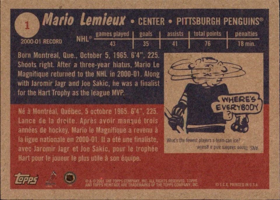 2001-02 Topps HERITAGE #1 - #146 Stars RCs SPs 🥅 YOU PICK YOUR FAVS 🥅 NHL Card - Image 2 of 4