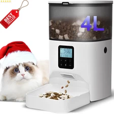 Automatic Cat Feeder 4L Timed Food Dispenser 8Meals Voice Recorder White US