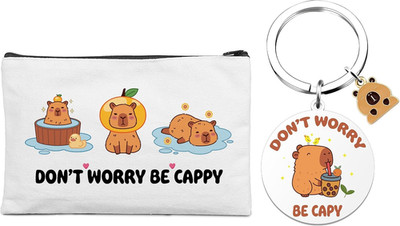 Capybara Gifts Keychain Makeup Bag- 2 Pcs Cute Keychain Encouraging Words Don'T
