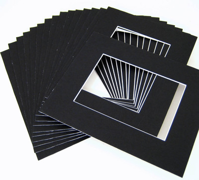 100 Pack 8x10 Acid Free Pre-cut Picture Mat White Core for 5x7 Photo Black Color