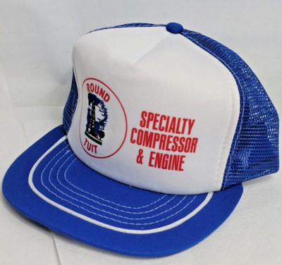 Vintage ROUND TUIT Blue Retro Trucker Hat 80