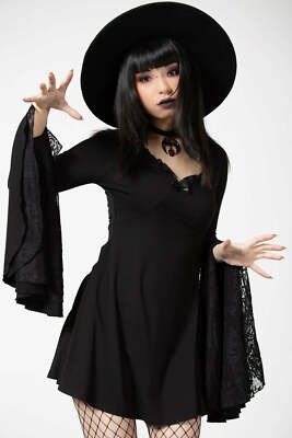 Killstar Hagatha Sorceress Lace Bell Sleeves Goth Punk Wiccan Dress  KSRA005777 | eBay