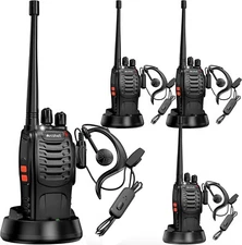 AR-5 Rechargeable Walkie Talkies 4-Pack w/ Headset & Charger