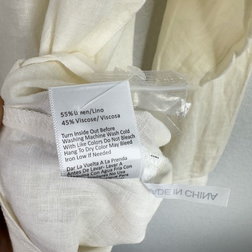 RISEN donna S beige misto lino manica lunga bottoni costa Lagenlook boho - Foto 10 di 10