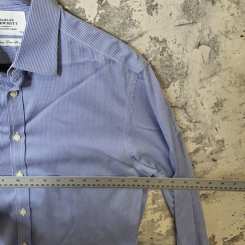 Charles Tyrwhitt Oberhemd Herren 15,5 Extra Slim Fit Blau Cutaway Knopfleiste A - Bild 9 von 10