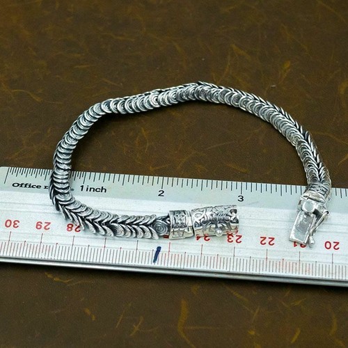 Tribal Snake Art 925 Sterlingsilber AG authentisches echtes Herrenarmband 8,5 10" - Bild 10 von 10