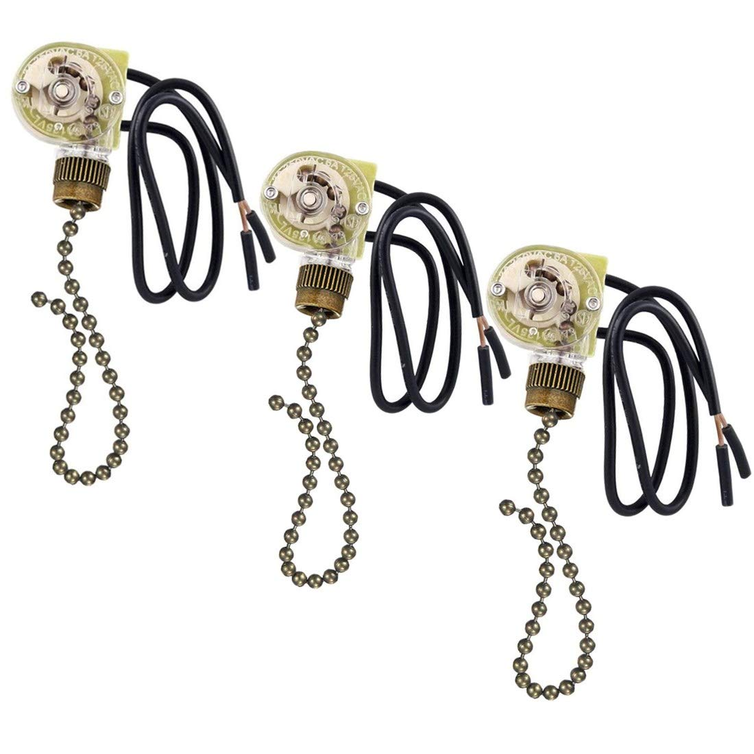 3-Pack Zing Ear ZE-109 On-Off Ceiling Fan Pull Chain Switch in Bronze-image
