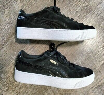 Puma Vikky Platform Black Suede Sneakers Shoes Lace Up Size 8.5 | eBay