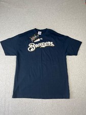 Vintage Milwaukee Brewers Shirt Mens XL Blue MLB Casey McGehee Majestic