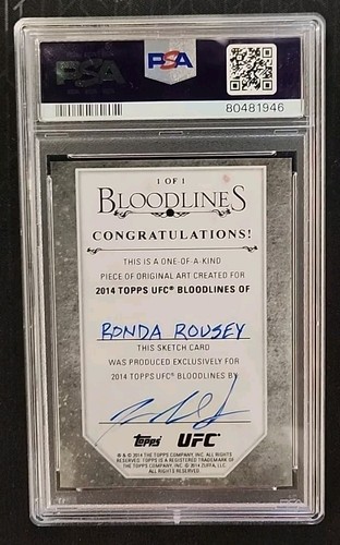 2014 Topps UFC Bloodlines Ronda Rousey Sketch 1/1 PSA 8 - Picture 2 of 2
