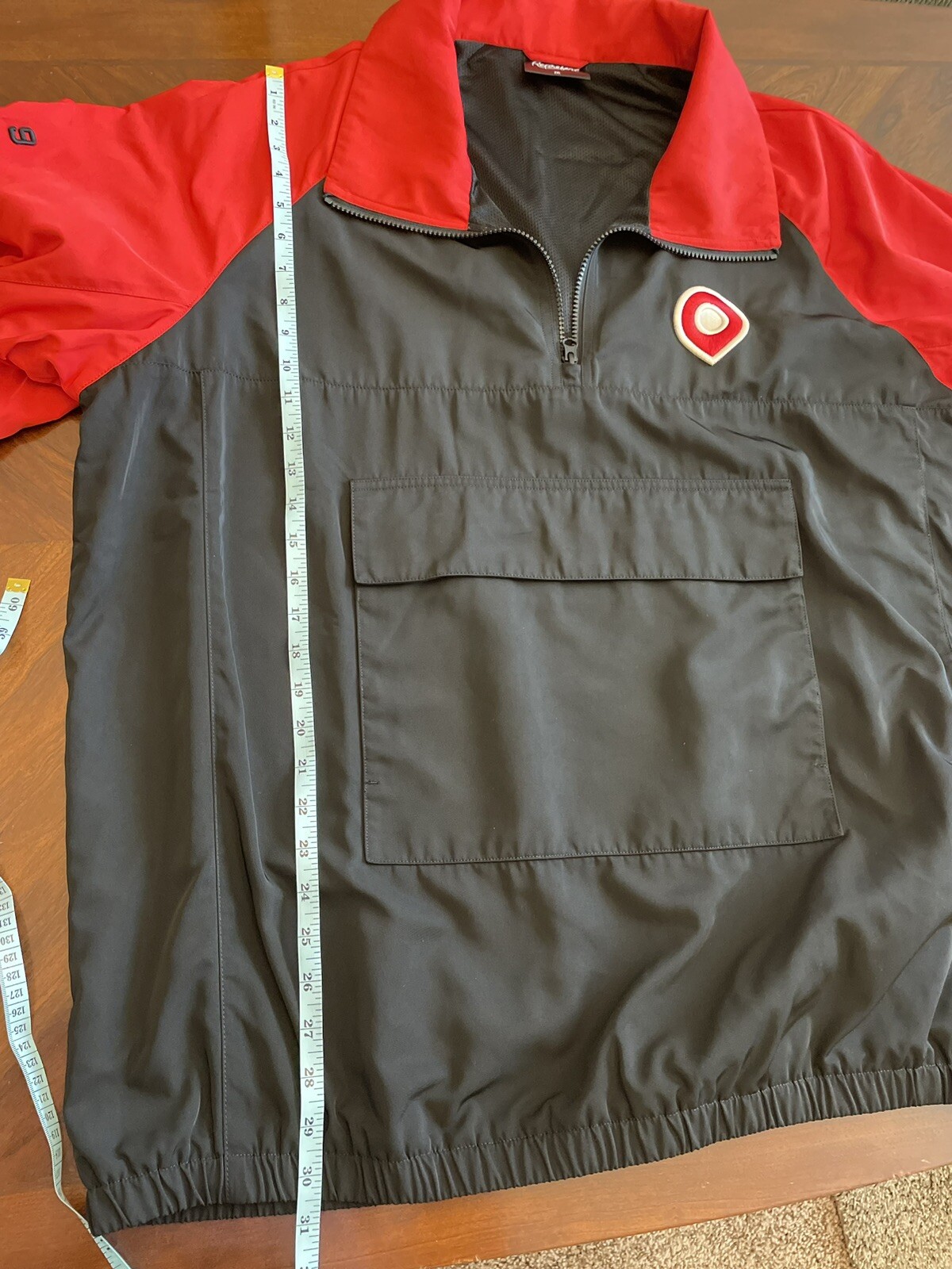 Men’s Pullover Jacket Red Black Windbreaker 1/4 Z… - image 15