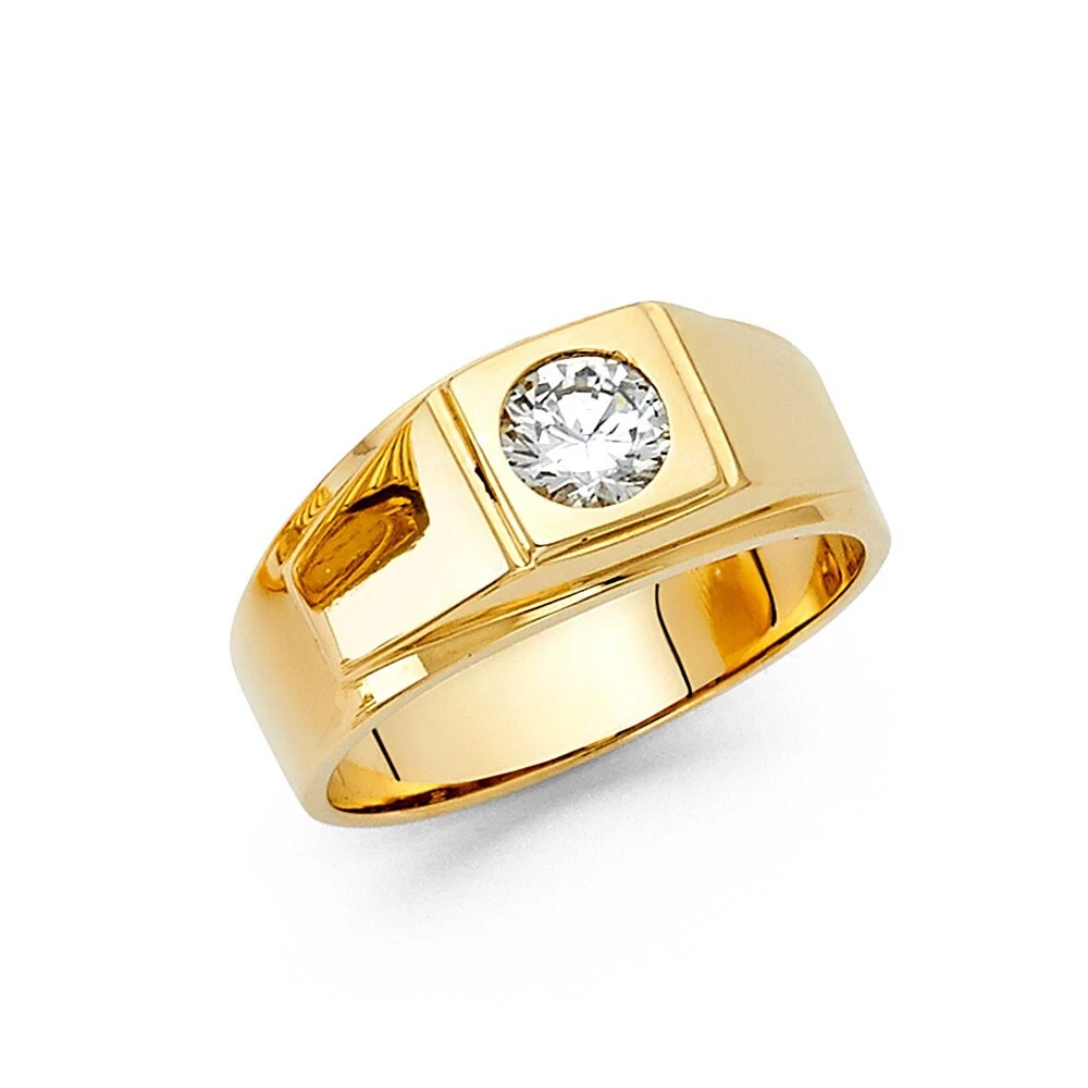 Joyería Clásica De Moda Anillo De Corona Estilo Presidencial Circonita Cúbica Blanca Chapado En Oro Amarillo 18K Joyería Hip Hop Vintage Tallado Anillo De Cóctel Para Fiesta Para Hombres ST.100 (7