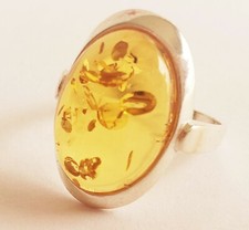 BALTIC AMBER 100 925 STERLING SILVER RING GORGEOUS NATURAL Amber 3.9 gr SZ 7.75