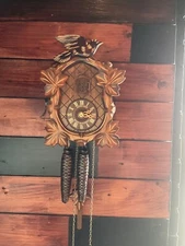 1 Day Cuckoo Clock Four Leaves, Bird Anton Schneider Made In Germany