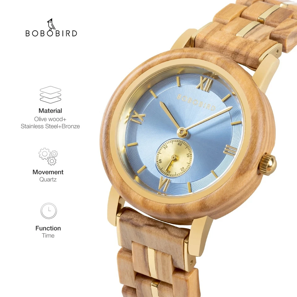 Reloj pulsera de madera con estilo de lujo para mujer reloj de madera caja de regalo de madera Foto 2 de 4