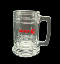 Vintage Xerox Company Handled Clear Glass Drinking Glass Beer Mug Stein 5.25”