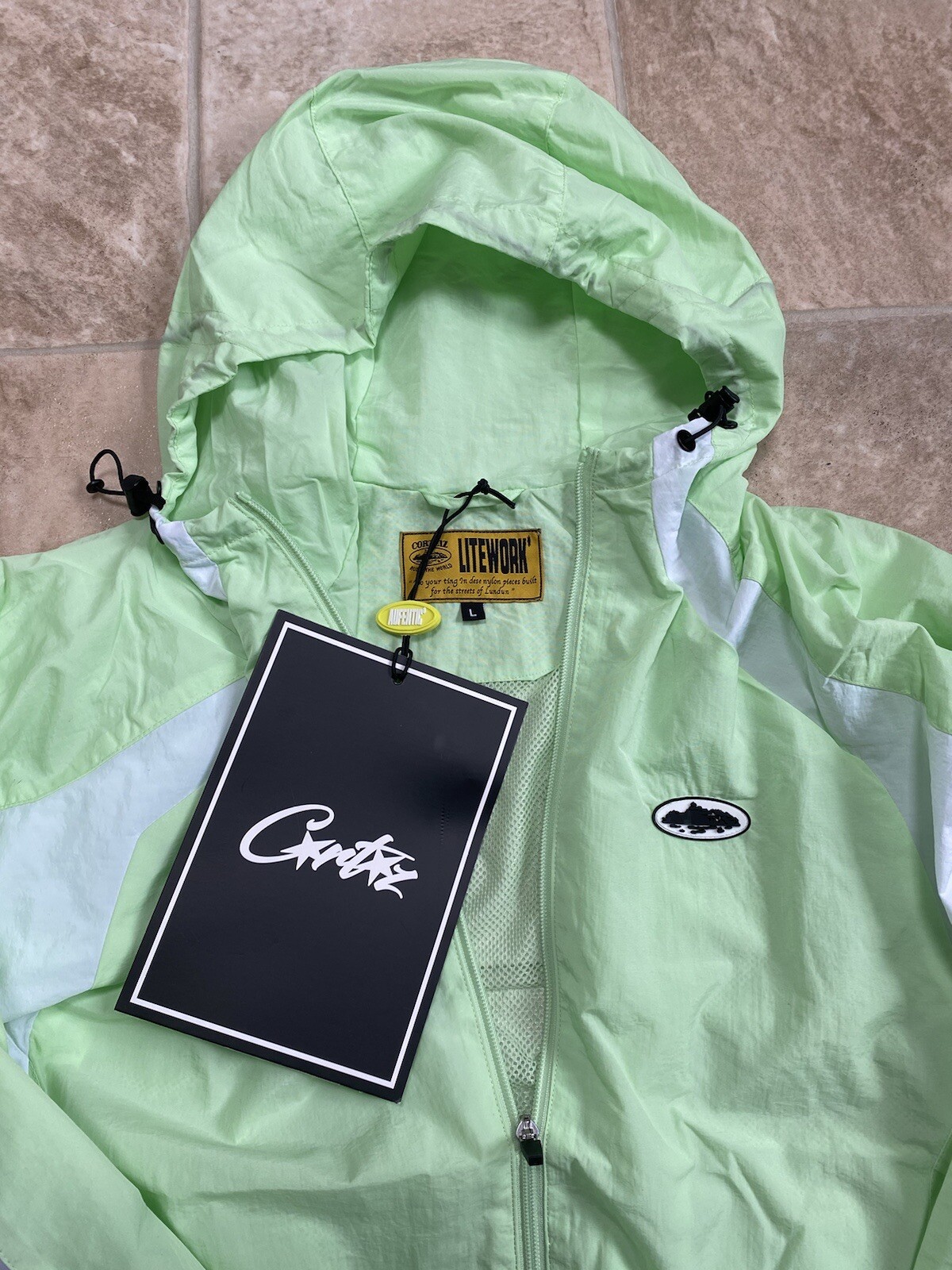 CRTZ Corteiz Spring Jacket Windbreaker- Size L -Mint & White- BNWT- AUTHENTIC ✅ image 3