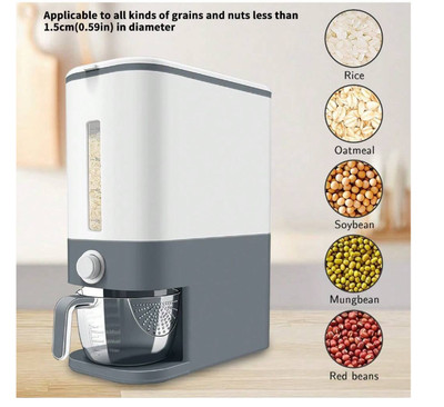 Rice Dispenser, 22-25 Lbs Rice Container with Measuring Cup.