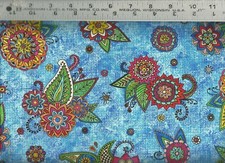 Quilting Treasures Fiorella Floral on Blue 100 Cotton Quilt Fabric BTY