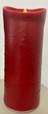 RAZ IMPORTS INC Push Flame Flameless LED Pillar 9'',BATTERY Red OBLIQUE EDGE USED