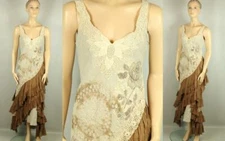 UpCycled Art To Wear Vtg Crochet Lace Layered Ruffled Applique Victorian Dress M