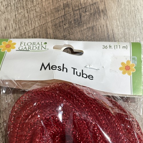 2 Red Wreath Deco Mesh Flex Tubing 36 ft 12 yds 11 m Christmas Holiday Decor - Picture 2 of 2