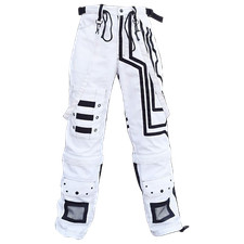 Men White Black Straps Trousers Gothic Pant Punk Cyber Pant