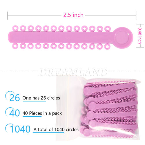 1040 Stck. Ligaturkrawatte Zahnkieferorthopädie Ring Elastisch Latexbänder 45 Farben - Bild 327 von 496