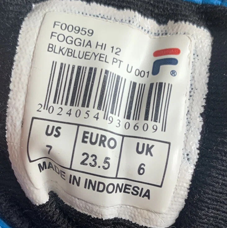 Fila Kids Shoes Size UK 6 / US 7 / EUR 23.5 Black/Blue trainers Sinkers