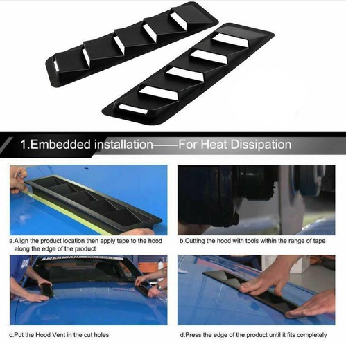 2x Carbon Fiber Car Hood Vent Scoop Louver Scoop Cover Air Flow Intake Universal - Bild 8 von 8