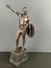 Ludwig Eisenberger Bronze Sculpture Of The Victorious Youth Holding Shield & (La