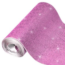 Bling Rhinestone Sheet Self-Adhesive Sticker 7.87 Inch x 4.92 FT Pink