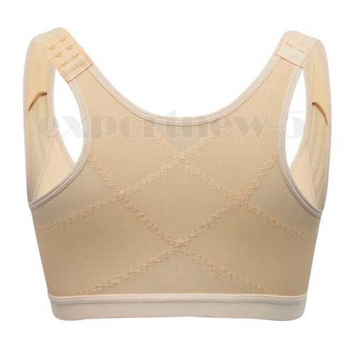 Front Fastening Stretch Post Surgery Bra with Wide Back Support Body