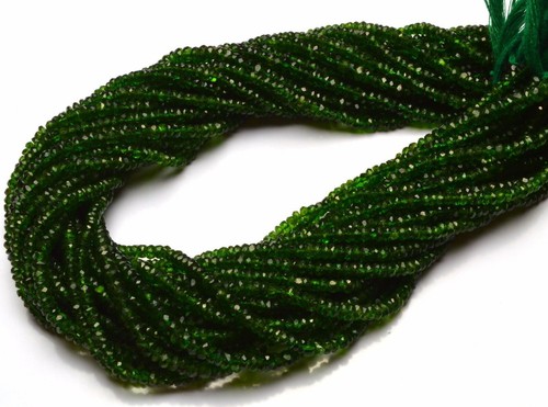 Super Fine Quality Chrome Diopside Micro Faceted 3.5MM Rondelle Beads Strand 13" - Picture 2 of 4