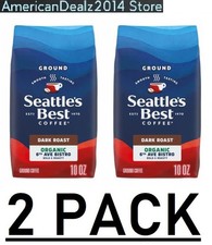 2 PACK Seattle's Best ORGANIC Ground Coffee 6th Avenue Bistro dark 10 oz pkg