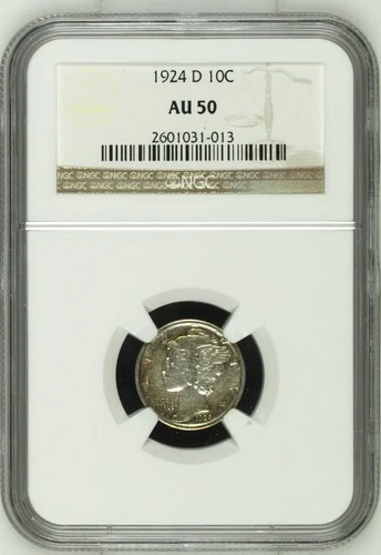 1924 D Mercury Dime NGC AU-50