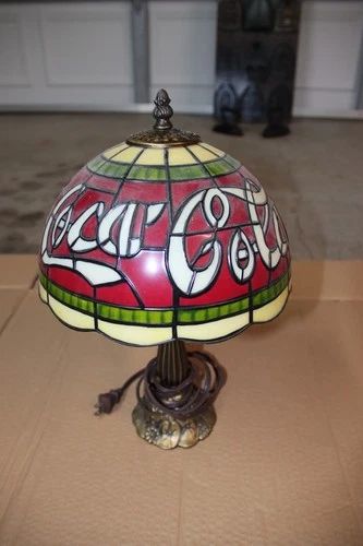 Vintage Coca-Cola Tiffany Style Stained Glass Style Shade Lamp