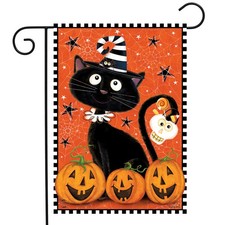 Briarwood Lane Black Kitty Halloween Garden Flag