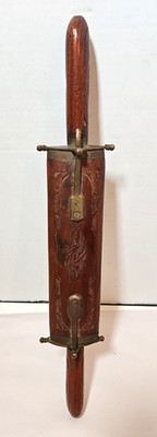 Vintage Indian Carving Set - With Wood and Brass Locking Sheath Fork & Knife