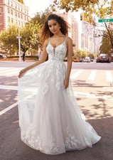 NWT Morilee 2514 Wedding Dress A-Line Lace Bodice Tulle V-Neck sz 14 Ivory