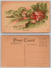 Old Mill Waterwheel Farm Landscape Postcard