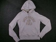 Abercrombie and Fitch Hoodie Womens L White Pullover Logo Kangaroo Pocket