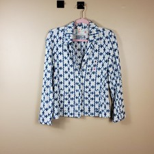 Anthro Blue Embroidered Eyelet Blazer Size S