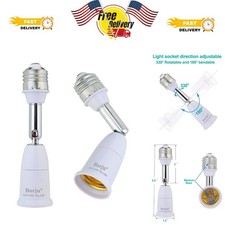 2-Pack Light Socket Extender - 4.5 Inch Adjustable, Durable Polycarbonate White